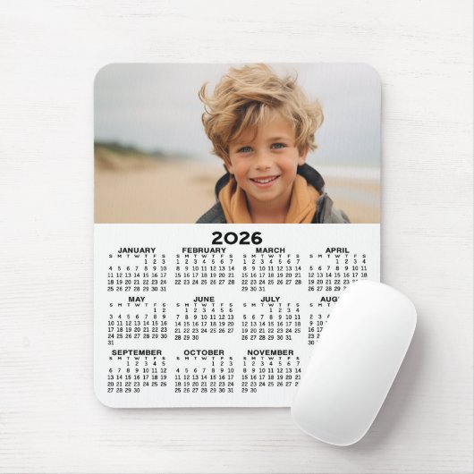 Tapis De Souris Calendrier avec photo - Vue Année verticale (Avec souris)