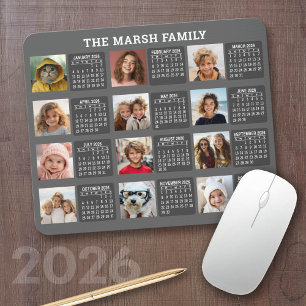 Tapis De Souris Calendrier avec une image pour chaque mois