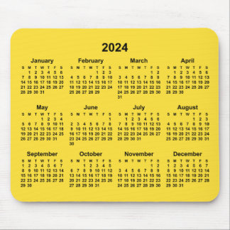 Tapis De Souris Calendrier Banana Yellow 2024