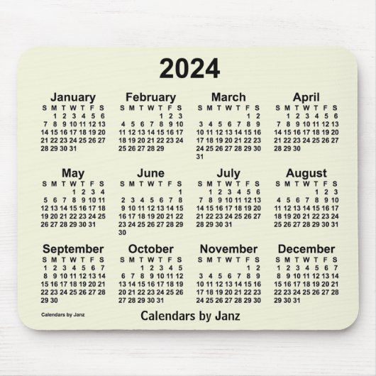 Tapis De Souris Calendrier beige 2024 par Janz Mouse Pad (Devant)