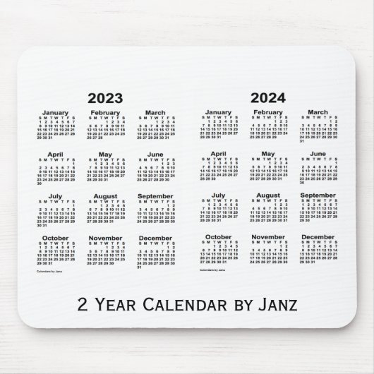Tapis De Souris Calendrier blanc 2023-2024 par Janz Mousepad (Devant)