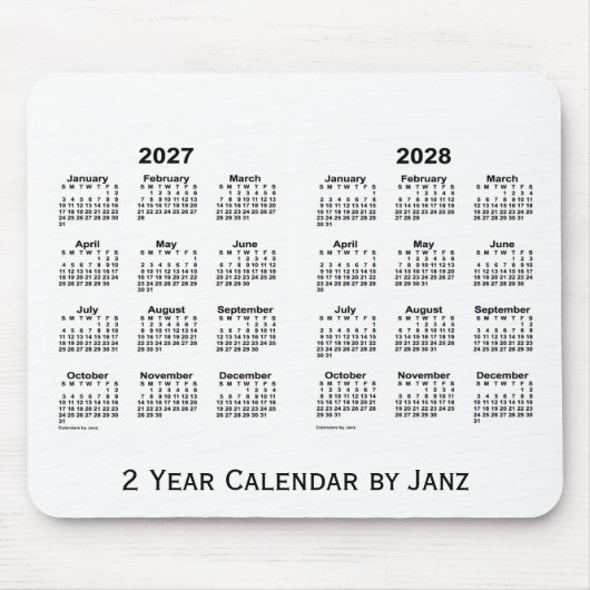 Tapis De Souris Calendrier blanc 2027-2028 par Janz Mousepad (Devant)