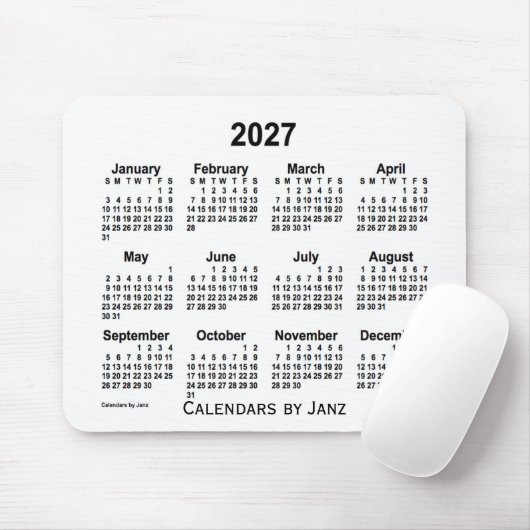 Tapis De Souris Calendrier blanc 2027 par Janz Mouse Pad (Avec souris)