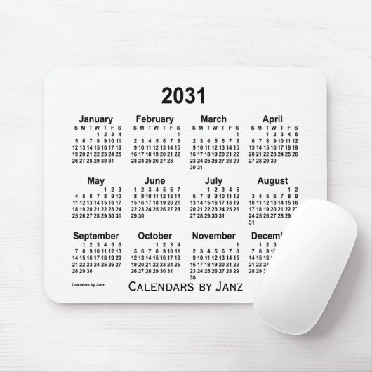 Tapis De Souris Calendrier blanc 2031 par Janz Mouse Pad (Avec souris)