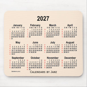 Tapis De Souris Calendrier blanc 52 semaines 2027 par Janz