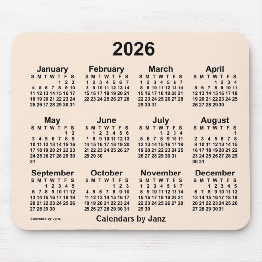 Tapis De Souris Calendrier blanc antique 2026 par Janz Mouse Pad (Devant)