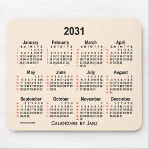 Tapis De Souris Calendrier blanc antique de 52 semaines 2031 par J