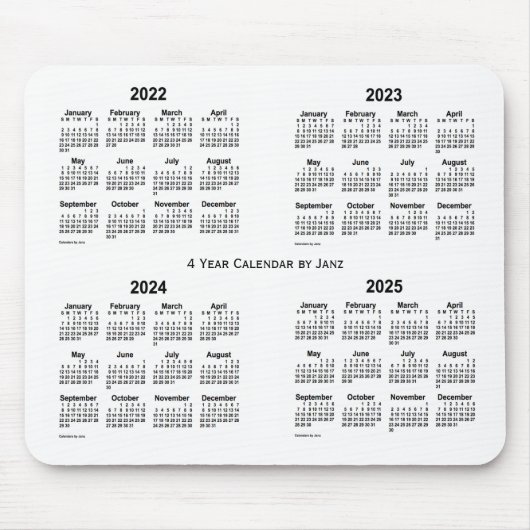 Tapis De Souris Calendrier blanc de 4 ans 2022-2025 par Janz (Devant)