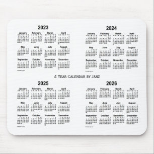Tapis De Souris Calendrier blanc de 4 ans 2023-2026 par Janz