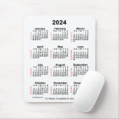 Tapis De Souris Calendrier blanc de 52 semaines 2024 par Janz (Avec souris)