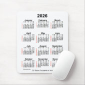 Tapis De Souris Calendrier blanc de 52 semaines 2026 par Janz (Avec souris)