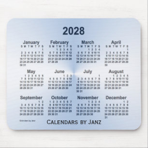 Tapis De Souris Calendrier blanc de l'année bissextile 2028 par Ja