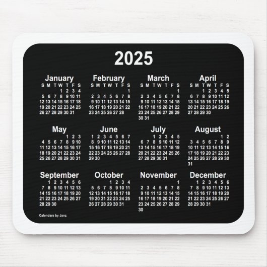 Tapis De Souris Calendrier blanc de Neon 2025 par Janz Two Tone (Devant)