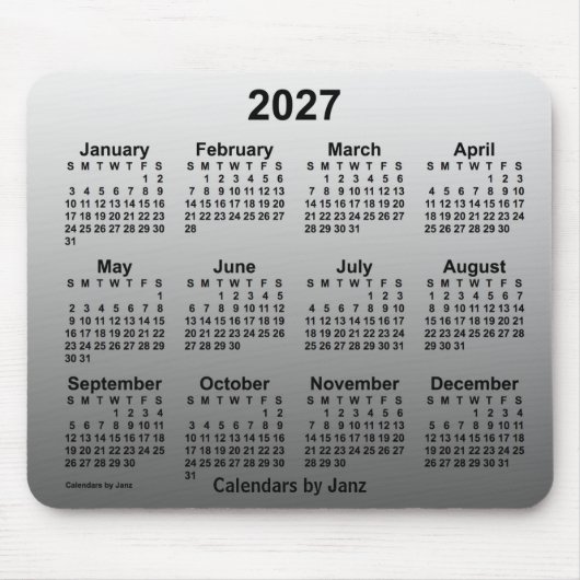 Tapis De Souris Calendrier blanc passé 2027 par Janz Mouse Pad (Devant)