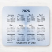 Tapis De Souris Calendrier bleu acier 2026 par Janz Mouse Pad (Devant)