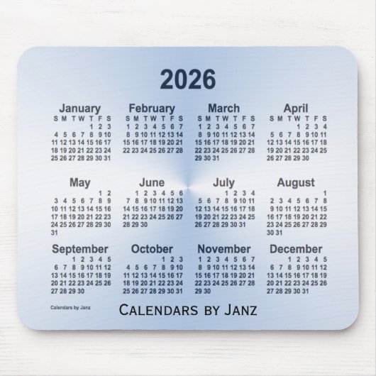 Tapis De Souris Calendrier bleu acier 2026 par Janz Mouse Pad (Devant)