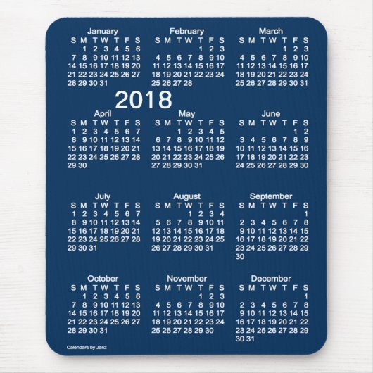 Tapis De Souris Calendrier bleu de gros caractères de boîte de (Devant)