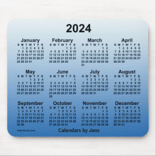 Tapis De Souris Calendrier bleu défraîchi 2024 par Janz Mouse Pad