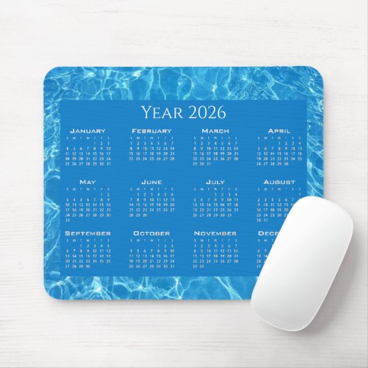 Tapis De Souris Calendrier bleu eau texturée (Avec souris)