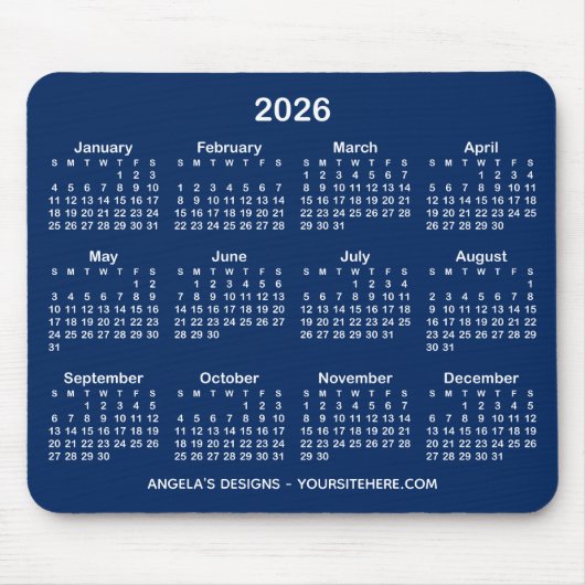 Tapis De Souris Calendrier bleu et blanc de la Marine (Devant)