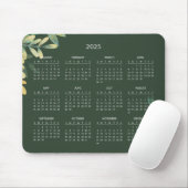 Tapis De Souris Calendrier Botanique Simple Élégant 2025 | Tapis d (Avec souris)