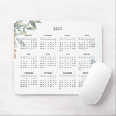 Tapis De Souris Calendrier Botanique Simple Élégant 2025 | Tapis d (Avec souris)