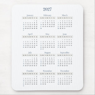 Tapis De Souris Calendrier Classique Navy 2027 Toute couleur de