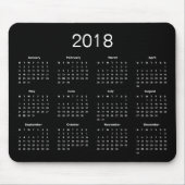 Tapis De Souris Calendrier Classique Simple Noir Et Blanc 2018 (Devant)