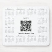 Tapis De Souris Calendrier d'affaires simple 2027 Code QR Blanc (Devant)