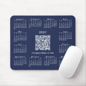 Tapis De Souris Calendrier d'affaires simple 2027 Code QR Bleu mar (Avec souris)
