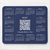 Tapis De Souris Calendrier d'affaires simple 2027 Code QR Bleu mar (Devant)