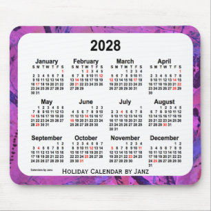 Tapis De Souris Calendrier d'art de vacances de 2028 magentas par