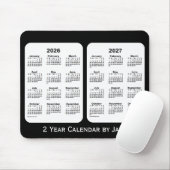 Tapis De Souris Calendrier de 2 ans noir et blanc 2026-2027 par Ja (Avec souris)