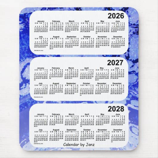 Tapis De Souris Calendrier de 3 ans 2026-2028 Blue Galaxy par Janz (Devant)