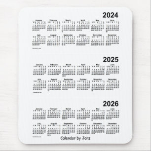 Tapis De Souris Calendrier de 3 ans blanc 2024-2026 par Janz