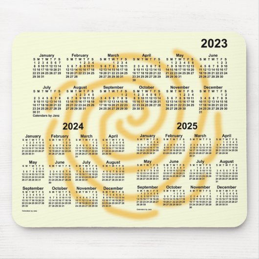 Tapis De Souris Calendrier de 3 ans des jours ensoleillés 2023-202 (Devant)