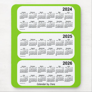 Tapis De Souris Calendrier de 3 ans Jaune vert 2024-2026 par Janz