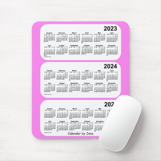 Tapis De Souris Calendrier de 3 ans Violet 2023-2025 par Janz (Avec souris)