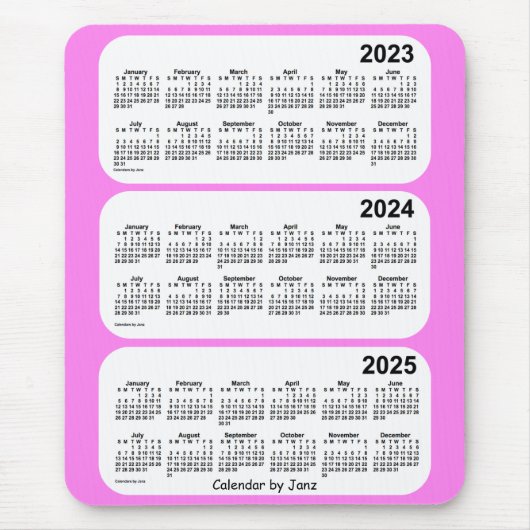 Tapis De Souris Calendrier de 3 ans Violet 2023-2025 par Janz (Devant)
