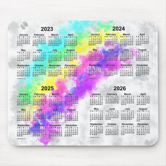 Tapis De Souris Calendrier de 4 ans 2023-2026 de Rainbows by Janz (Devant)