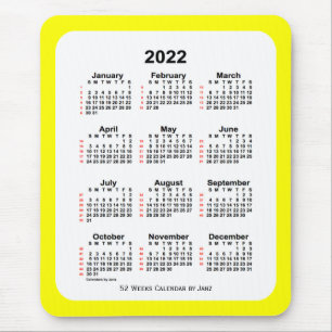 Tapis De Souris Calendrier de 52 semaines 2022 Yellow Two Tone par