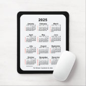 Tapis De Souris Calendrier de 52 semaines 2025 avec deux tons noir (Avec souris)