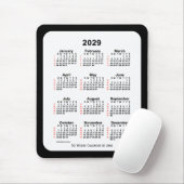 Tapis De Souris Calendrier de 52 semaines 2029 avec deux tons noir (Avec souris)
