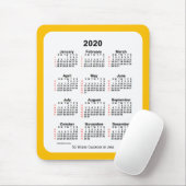 Tapis De Souris Calendrier de 52 semaines Gold Two Tone 2020 par J (Avec souris)