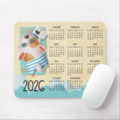 Tapis de souris Calendrier de bureau Chien de plag (Avec souris)