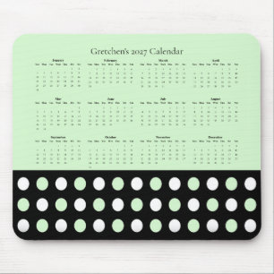 Tapis De Souris Calendrier de bureau personnalisé 2027 Chic à pois