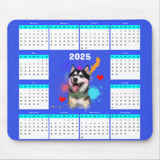 Tapis De Souris Calendrier de Chien Sibérie Husky Cute Personnalis