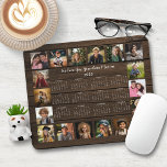 Tapis De Souris Calendrier de collage photo multiple en bois rusti<br><div class="desc">🌟 2025 Rustic Wood Multiple Photo Collage Calendar Mouse Pad avec un calendrier simple et minimaliste d'année en coup d'oeil et 18 de vos photos préférées. Toutes les couleurs sont personnalisables. Fait un grand cadeau pour les grands-parents, les parents, les tantes, les oncles, les parrains, et plus encore! Veuillez nous...</div>