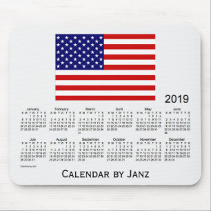 Tapis De Souris Calendrier de drapeau des 2019 Etats-Unis par le