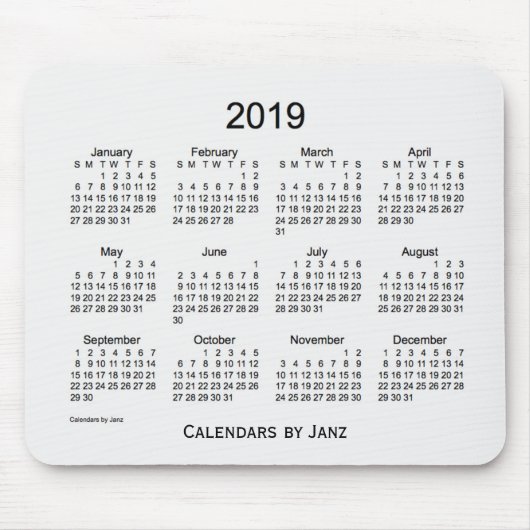 Tapis De Souris Calendrier de fumée de 2019 blancs par le tapis de (Devant)